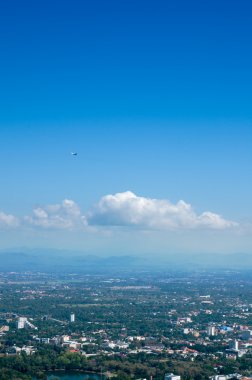 City bird eye view and airplane clipart