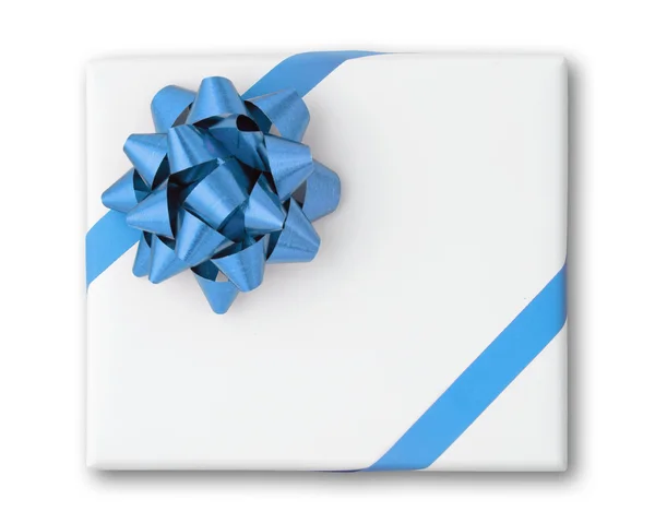 Blue star and Oblique line ribbon on box — Stock Photo, Image