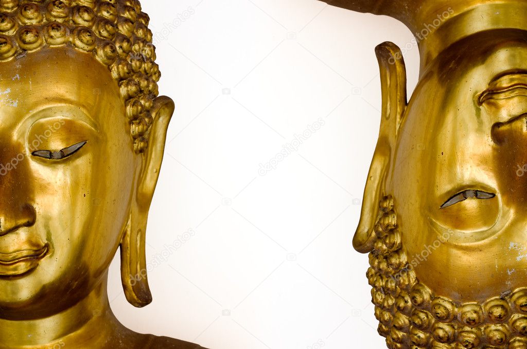 Two half face of gold buddha image