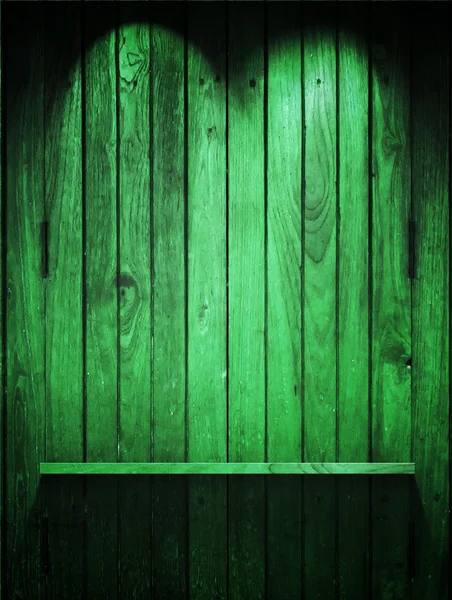 Green Wood panel and shelf — Stock Photo, Image