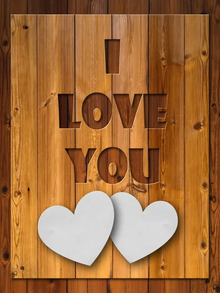 I LOVE YOU Carta tallada en madera — Foto de Stock