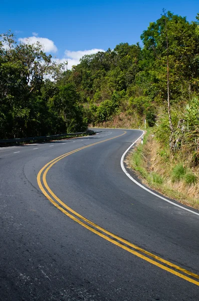 Curva amarilla Línea en el camino —  Fotos de Stock