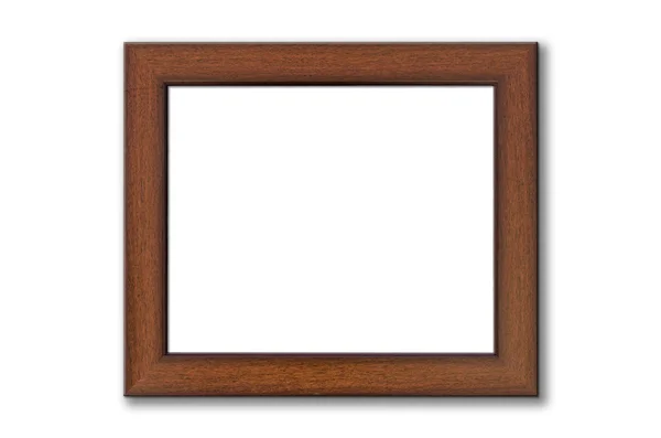 Brown wood picture frame on white — Stock Photo, Image