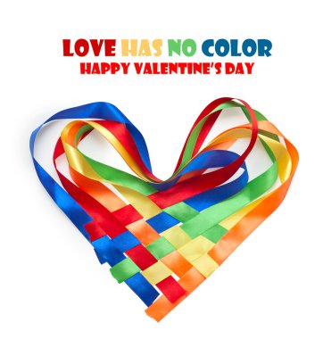 Heart made of intertwined colored ribbons. Symbol of love and Va clipart