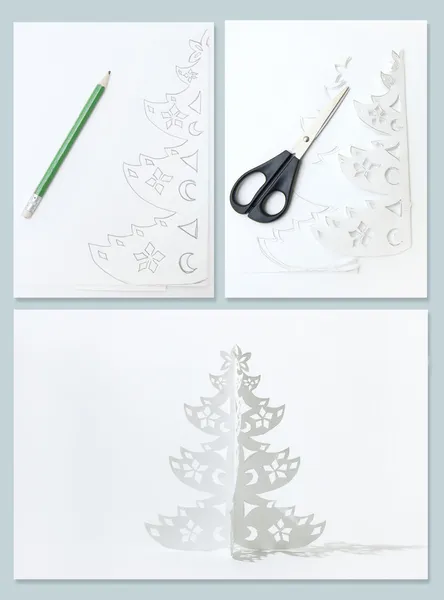 How to Make Christmas tree from office paper — Stock Photo, Image