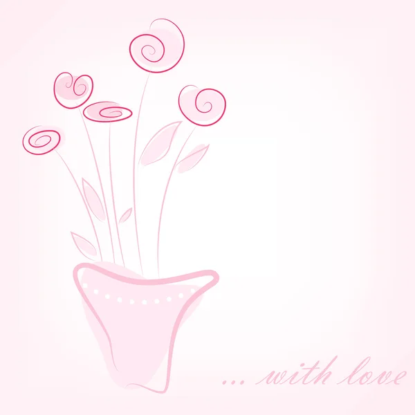 Flores rosa simples em vaso de flores — Fotografia de Stock