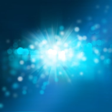 Abstract background with bokeh and glowing star. Night or underw clipart