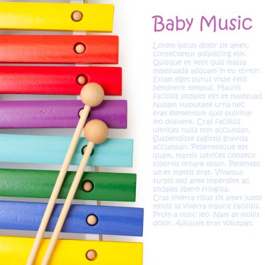 Wooden rainbow colors xylophone for development of babies musica clipart