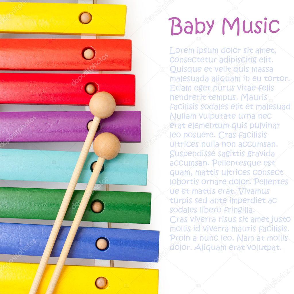 Wooden rainbow colors xylophone for development of babies musica