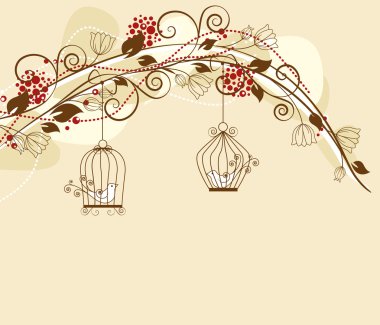 Caged birds clipart