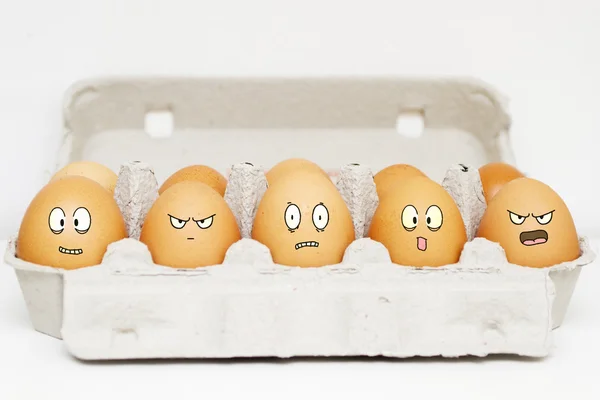 Happy and angry eggs — Stock Photo, Image