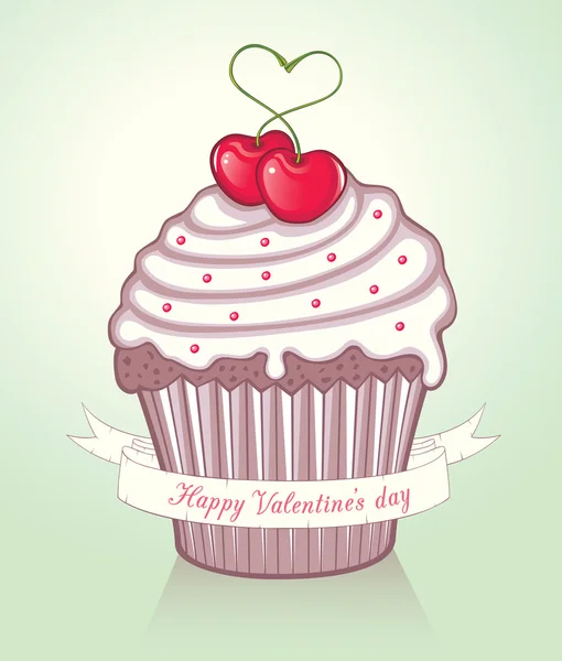 Valentine cupcake — Stock Vector