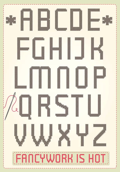 Cross stitch alphabet — Stock Vector