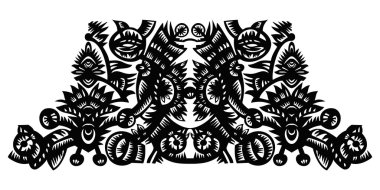 Black decorative pattern with flowers clipart