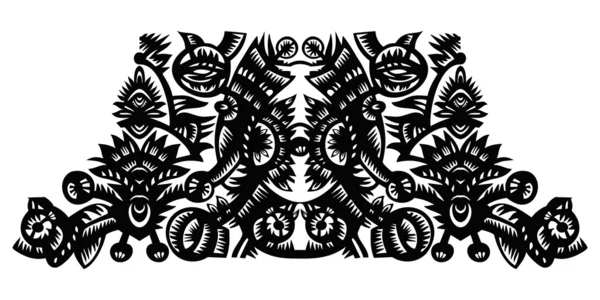 Modèle décoratif noir avec des fleurs — Image vectorielle