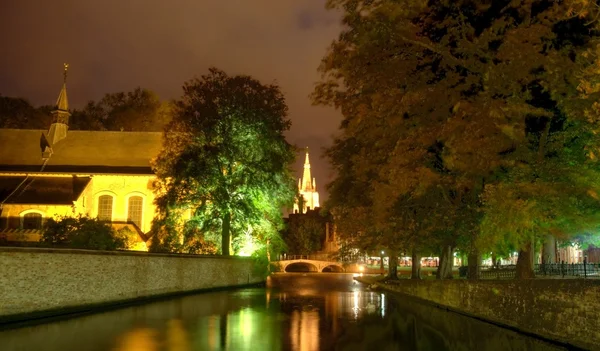 Bruges, belgium Béguinage éjjel — Stock Fotó