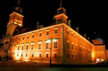 Warsaw royal castle at night clipart