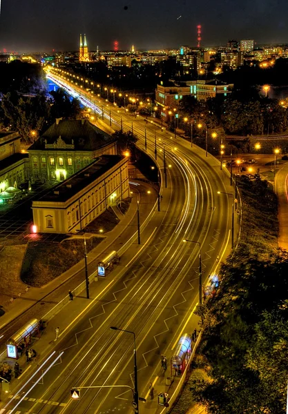 Warszawa på natten — Stockfoto