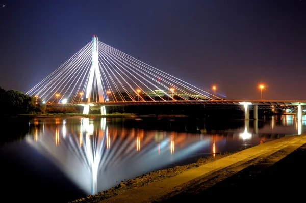 Varšava most v noci Royalty Free Stock Fotografie