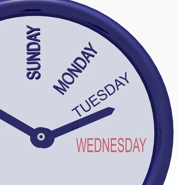 Relógio com dias da semana — Fotografia de Stock