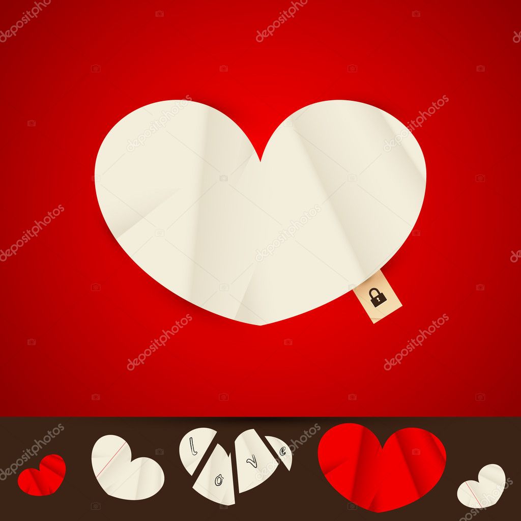 Paper heart, valentine background design