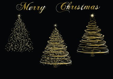 Christmas golden trees clipart