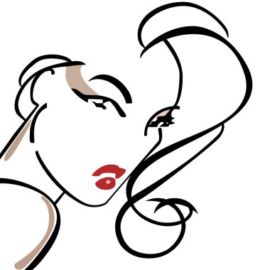 Silhouette of the beautiful girl clipart