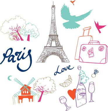 Vector set of Paris. clipart