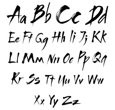 The alphabet in calligraphy brush