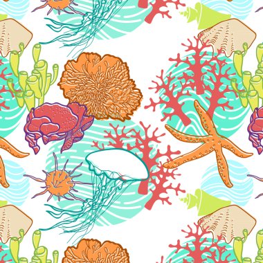 Underwater world through the eyes of the diver. Seamless pattern clipart