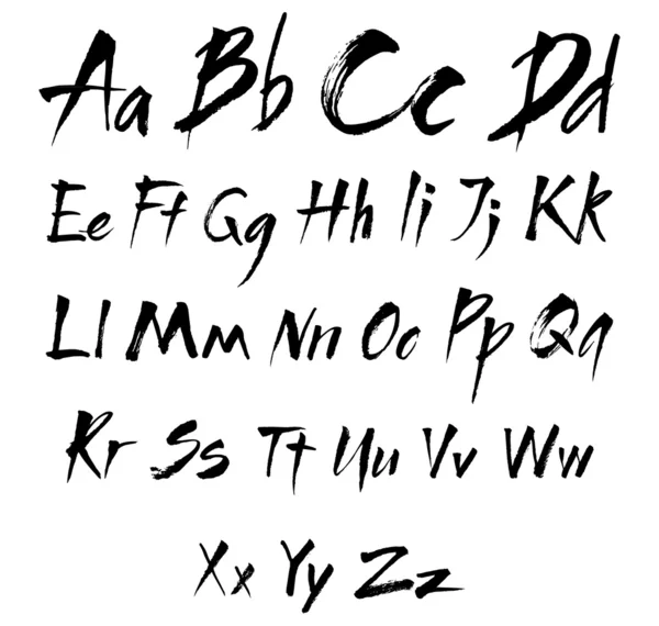 L'alphabet en brosse de calligraphie — Image vectorielle