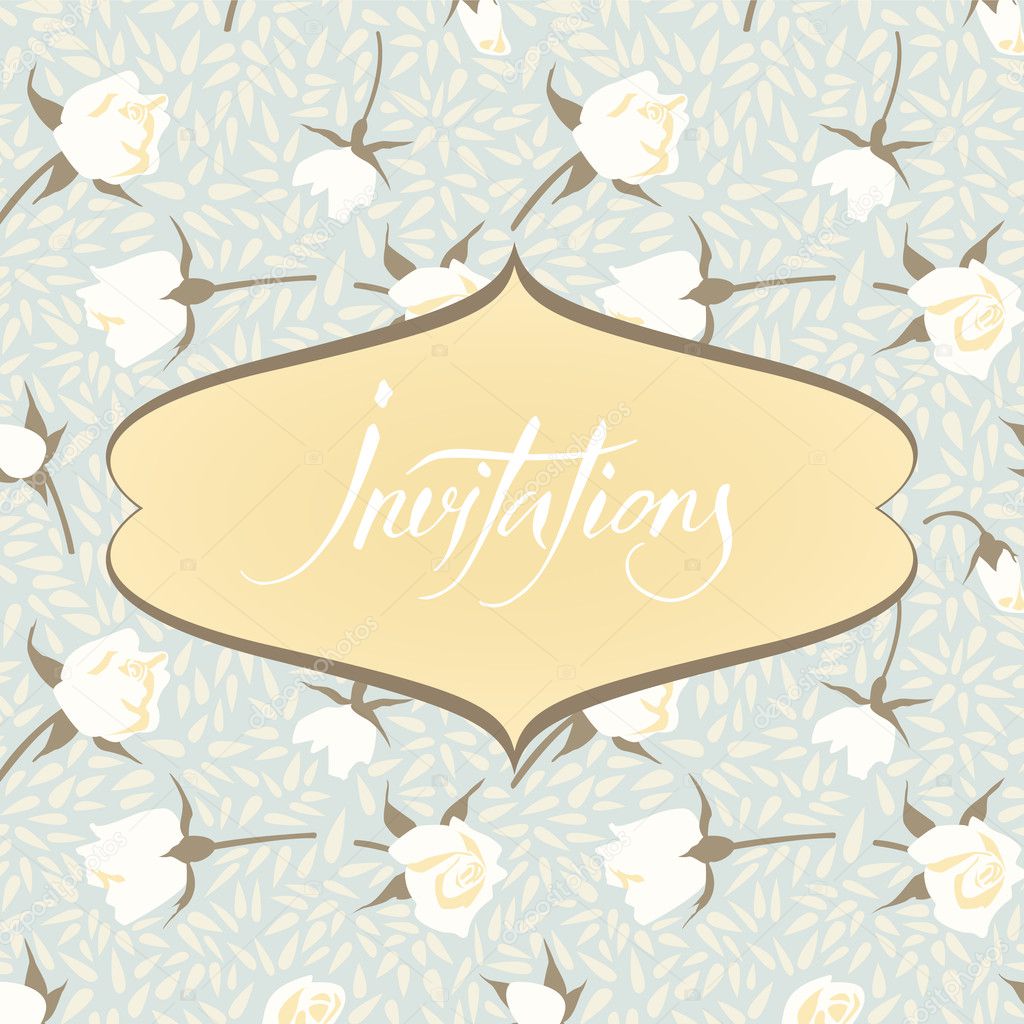 Vector vintage invitation card with floral ornament