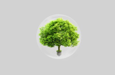 Tree in a bubble. ecology concept clipart