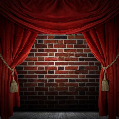 Red curtain room. illustration clipart