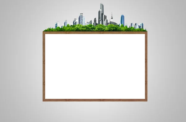 Blank board on grey background — Stock Photo, Image
