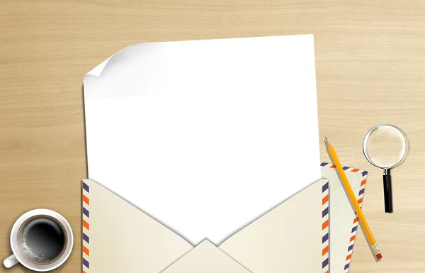 Illustratie van envelop en papier op tafel — Stockfoto