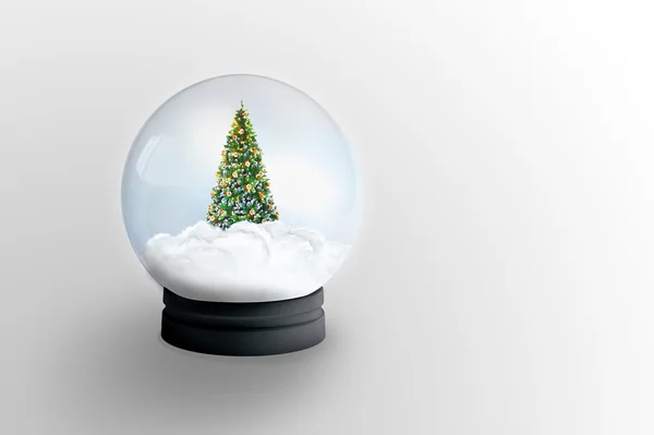 stock image Snow glass ball with Christmas tree