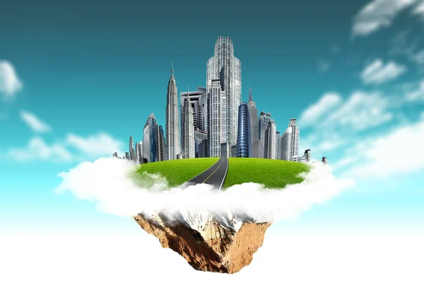 Moderne Stadt in Wolken. Geschäftskonzept — Stockfoto