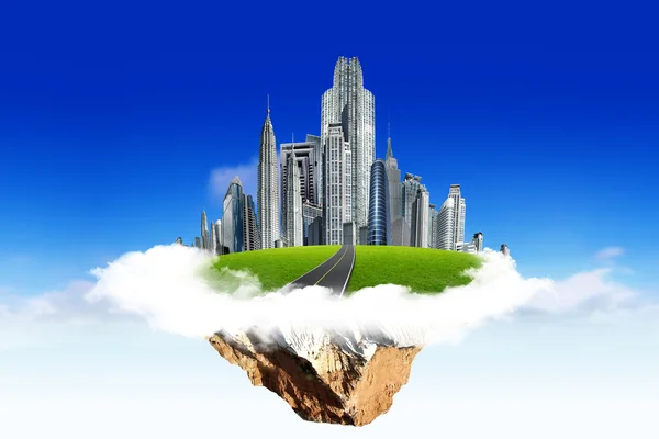Moderne Stadt in Wolken. Geschäftskonzept — Stockfoto