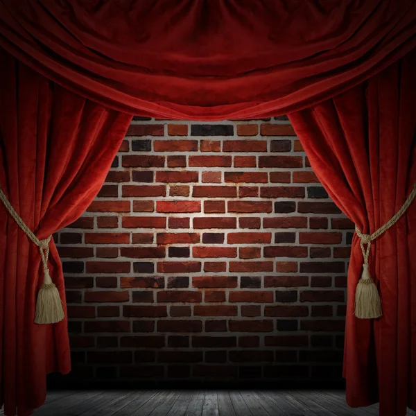 Red curtain room. illustration — Stock Photo, Image
