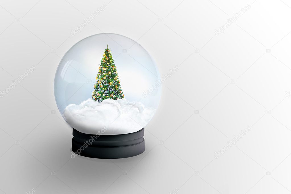 Snow glass ball with Christmas tree