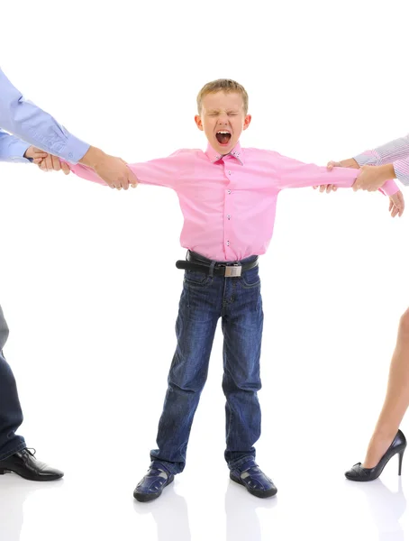 Parents share child. Stock Image