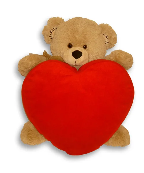 Soft toy bear and heart — Stock Photo, Image