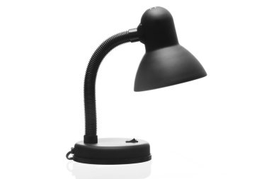 Metalic black table lamp isolated on white background clipart