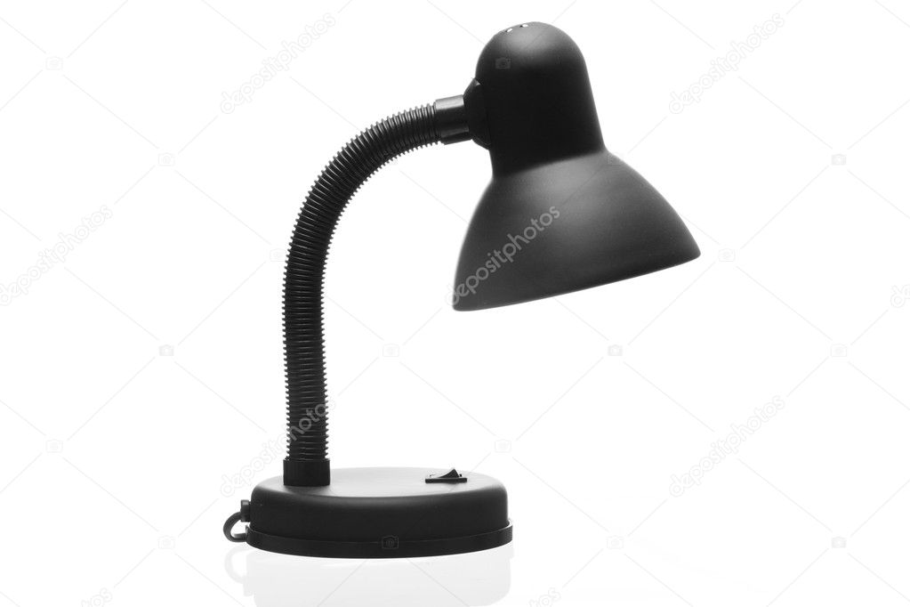 Metalic black table lamp isolated on white background