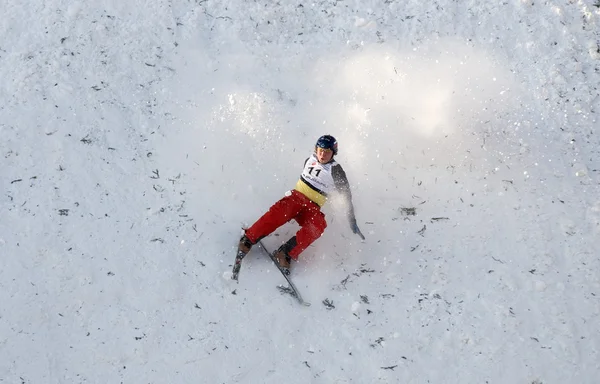 Landning skidåkare — Stockfoto