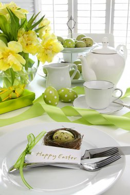 Place setting with card for easter brunch clipart