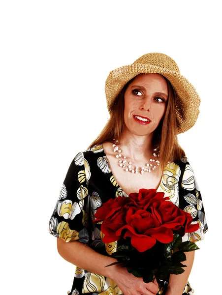 Vrouw met rozen. — Stockfoto