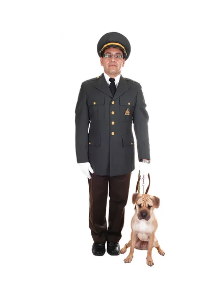 Guardia con cane . — Foto Stock