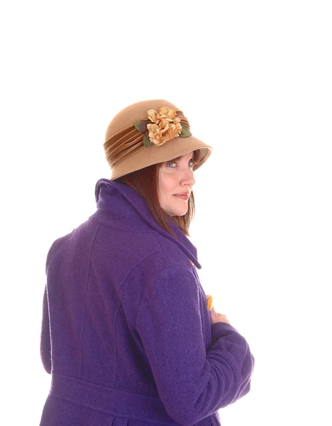 Nő a kalapot és kabátot. — Stock Fotó